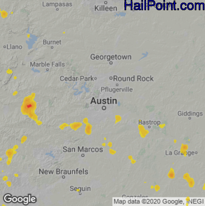 Hail Map for Austin, TX Region on September 6, 2021