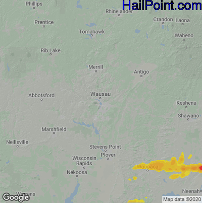 Hail Map for Wausau, WI Region on September 7, 2021 