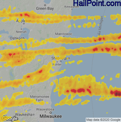 Hail Map for Sheboygan, WI Region on September 7, 2021