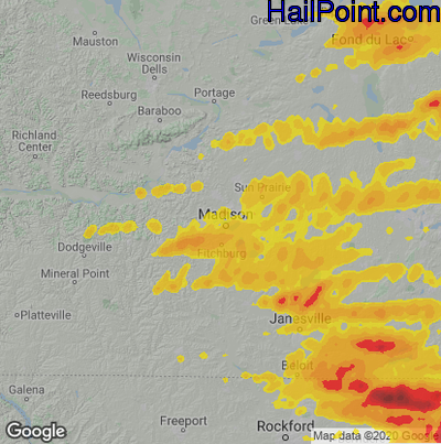 Hail Map for Madison, WI Region on September 7, 2021