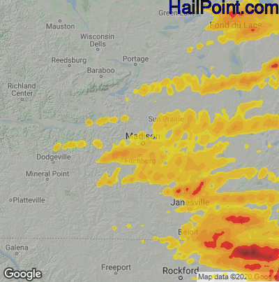 Hail Map for Madison, WI Region on September 7, 2021 