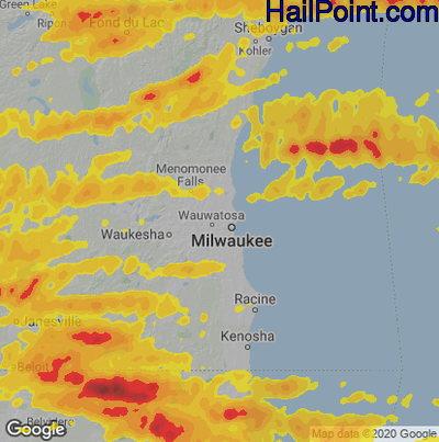 Hail Map for Milwaukee, WI Region on September 7, 2021