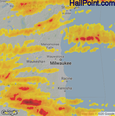 Hail Map for Milwaukee, WI Region on September 7, 2021 