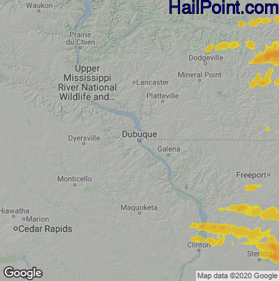 Hail Map for Dubuque, IA Region on September 7, 2021