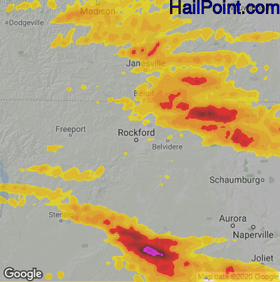 Hail Map for Rockford, IL Region on September 7, 2021 