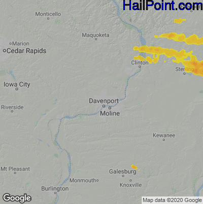 Hail Map for Davenport, IA Region on September 7, 2021
