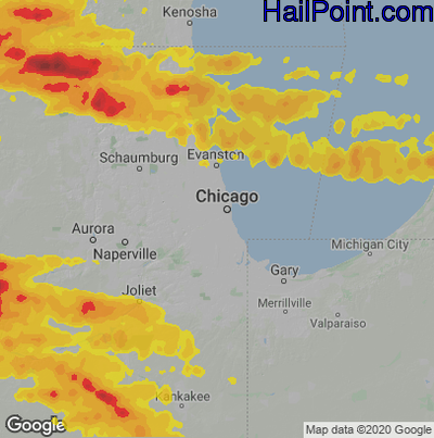 Hail Map for Chicago, IL Region on September 7, 2021 