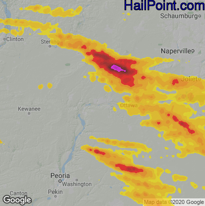 Hail Map for Peru, IL Region on September 7, 2021 