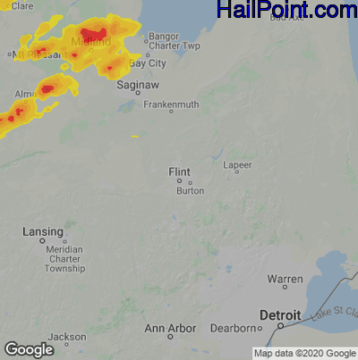 Hail Map for Flint, MI Region on September 7, 2021 