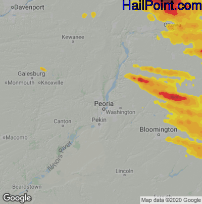 Hail Map for Peoria, IL Region on September 7, 2021