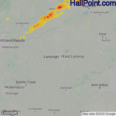 Hail Map for Lansing, MI Region on September 7, 2021