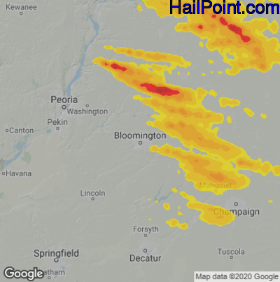 Hail Map for Bloomington, IL Region on September 7, 2021 