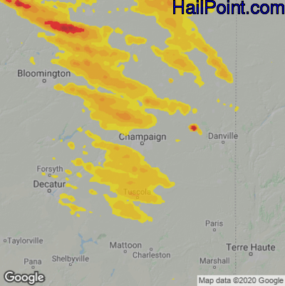 Hail Map for Champaign, IL Region on September 7, 2021