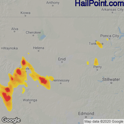 Hail Map for Enid, OK Region on September 7, 2021 