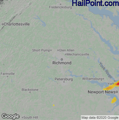 Hail Map for Richmond, VA Region on September 8, 2021