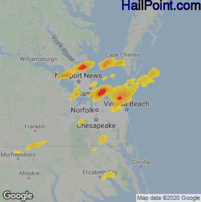 Hail Map for Norfolk, VA Region on September 8, 2021