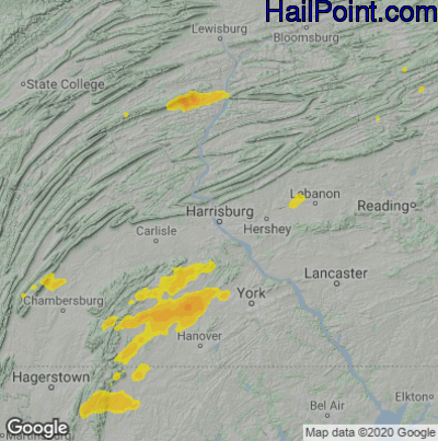 Hail Map for Harrisburg, PA Region on September 8, 2021