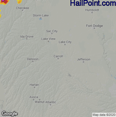 Hail Map for Carroll, IA Region on September 11, 2021
