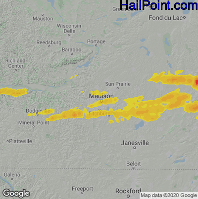 Hail Map for Madison, WI Region on September 12, 2021