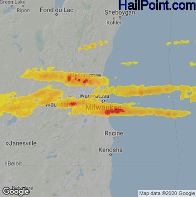 Hail Map for Milwaukee, WI Region on September 12, 2021