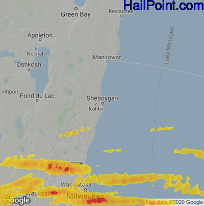 Hail Map for Sheboygan, WI Region on September 12, 2021