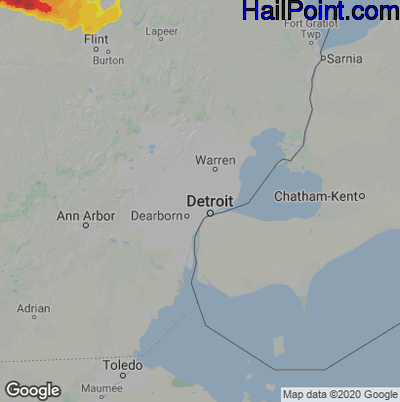 Hail Map for Detroit, MI Region on September 12, 2021
