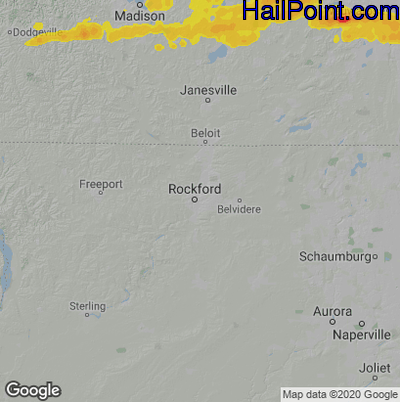 Hail Map for Rockford, IL Region on September 13, 2021