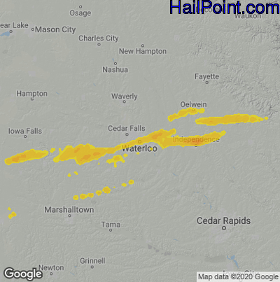 Hail Map for Waterloo, IA Region on September 13, 2021 