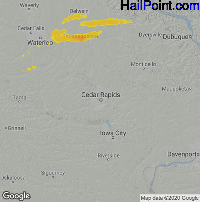 Hail Map for Cedar Rapids, IA Region on September 13, 2021 