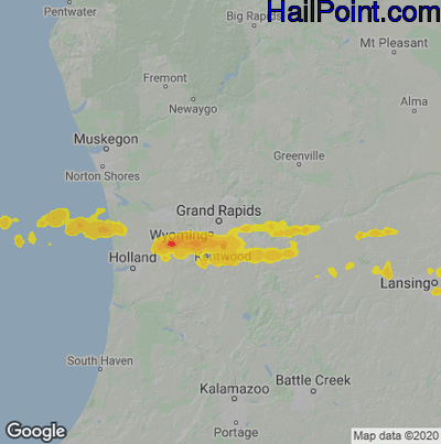 Hail Map for Grand Rapids, MI Region on September 13, 2021