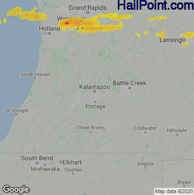 Hail Map for Kalamazoo, MI Region on September 13, 2021 