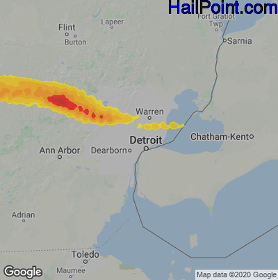 Hail Map for Detroit, MI Region on September 13, 2021