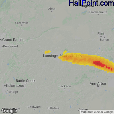 Hail Map for Lansing, MI Region on September 13, 2021