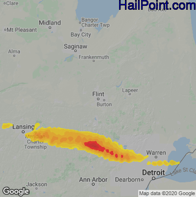 Hail Map for Flint, MI Region on September 13, 2021 