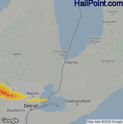 Hail Map for Port Huron, MI Region on September 13, 2021