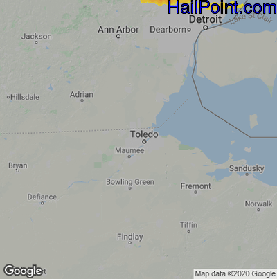 Hail Map for Toledo, OH Region on September 13, 2021