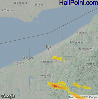 Hail Map for Erie, PA Region on September 13, 2021 