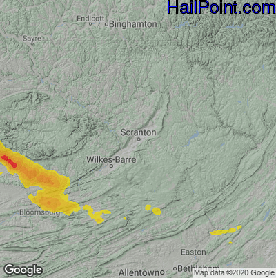 Hail Map for Scranton, PA Region on September 13, 2021