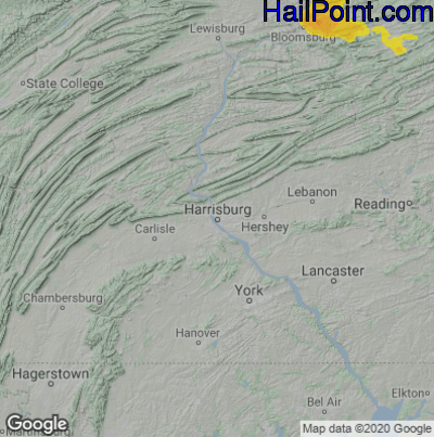 Hail Map for Harrisburg, PA Region on September 14, 2021