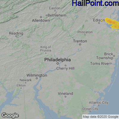 Hail Map for Philadelphia, PA Region on September 14, 2021 
