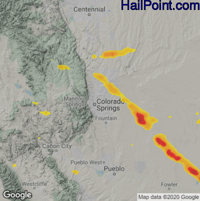 Hail Map for Colorado Springs, CO Region on September 14, 2021
