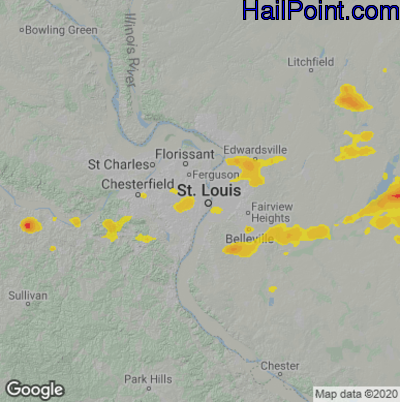 Hail Map for St. Louis, MO Region on September 14, 2021