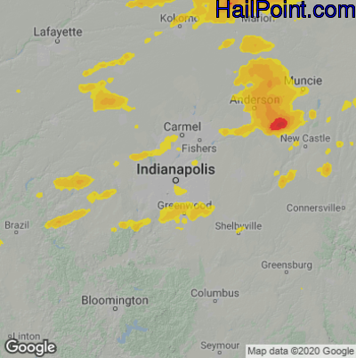 Hail Map for Indianapolis, IN Region on September 15, 2021
