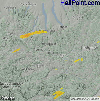 Hail Map for Elmira, NY Region on September 15, 2021