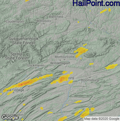 Hail Map for Willamsport, PA Region on September 15, 2021