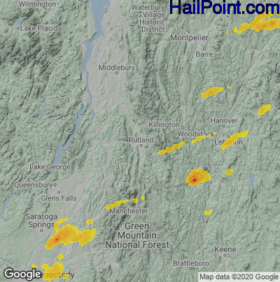 Hail Map for Rutland, VT Region on September 15, 2021