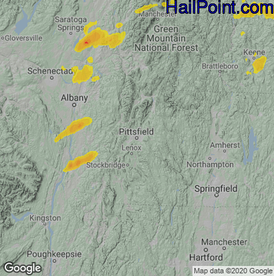 Hail Map for Pittsfield, MA Region on September 15, 2021