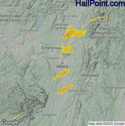 Hail Map for Albany, NY Region on September 15, 2021