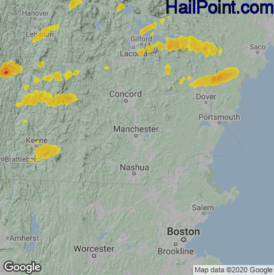 Hail Map for Manchester, NH Region on September 15, 2021