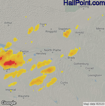 Hail Map for North Platte, NE Region on September 17, 2021